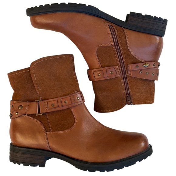 Like New Earth Brand Leather Artistic Boots Brown Size 9.5 Wide Width - Picture 1 of 9